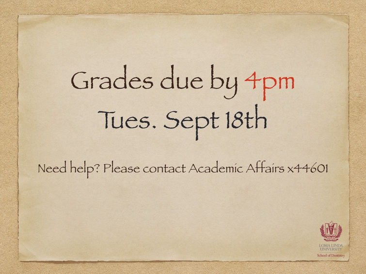 SD Grades Due by 4pm
